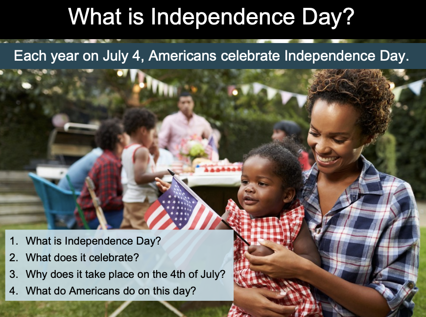 4th of July ESL Speaking Lesson Plan